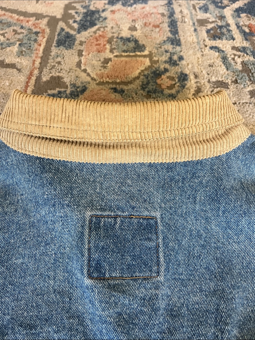 VTG 90s I.O.U. Denim Chore Jacket Barn Coat with Corduroy Collar - Picture 7 of 16